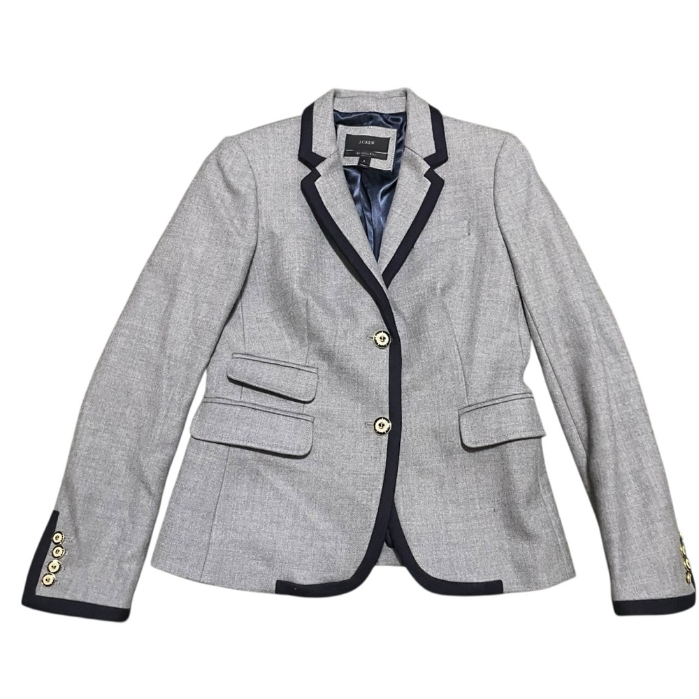 J. Crew Schoolboy Grey Wool Blazer Size 2 Academia Preppy Ivy League Library